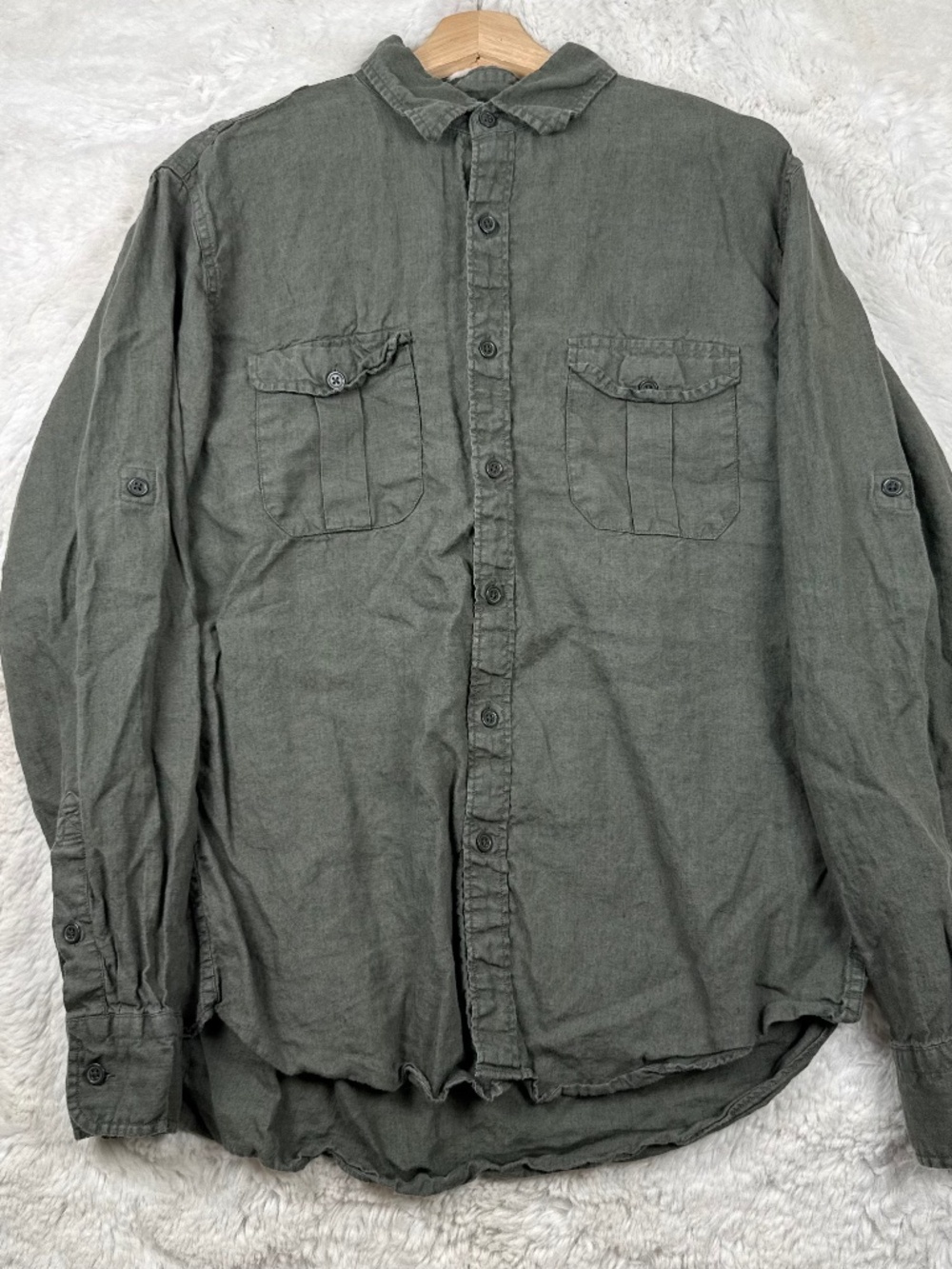 J. Crew 100% Irish Linen Baird McNutt Button Up Long Sleeve Shirt Men's Large